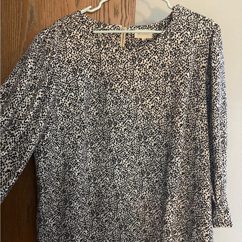 MELLODAY Plus Size Women's 3X Black and White Patterned Blouse